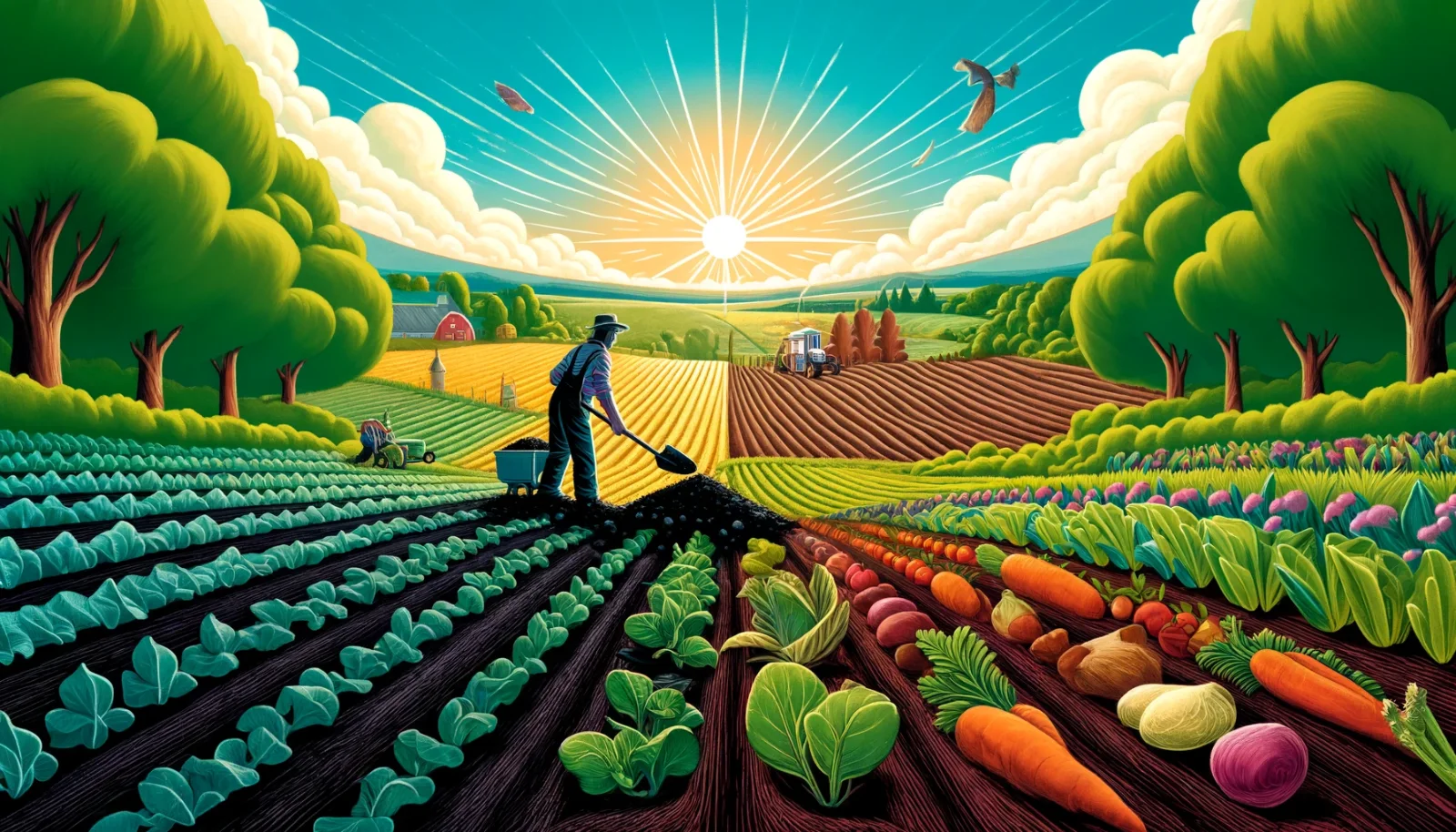 Illustration of a sustainable farming future