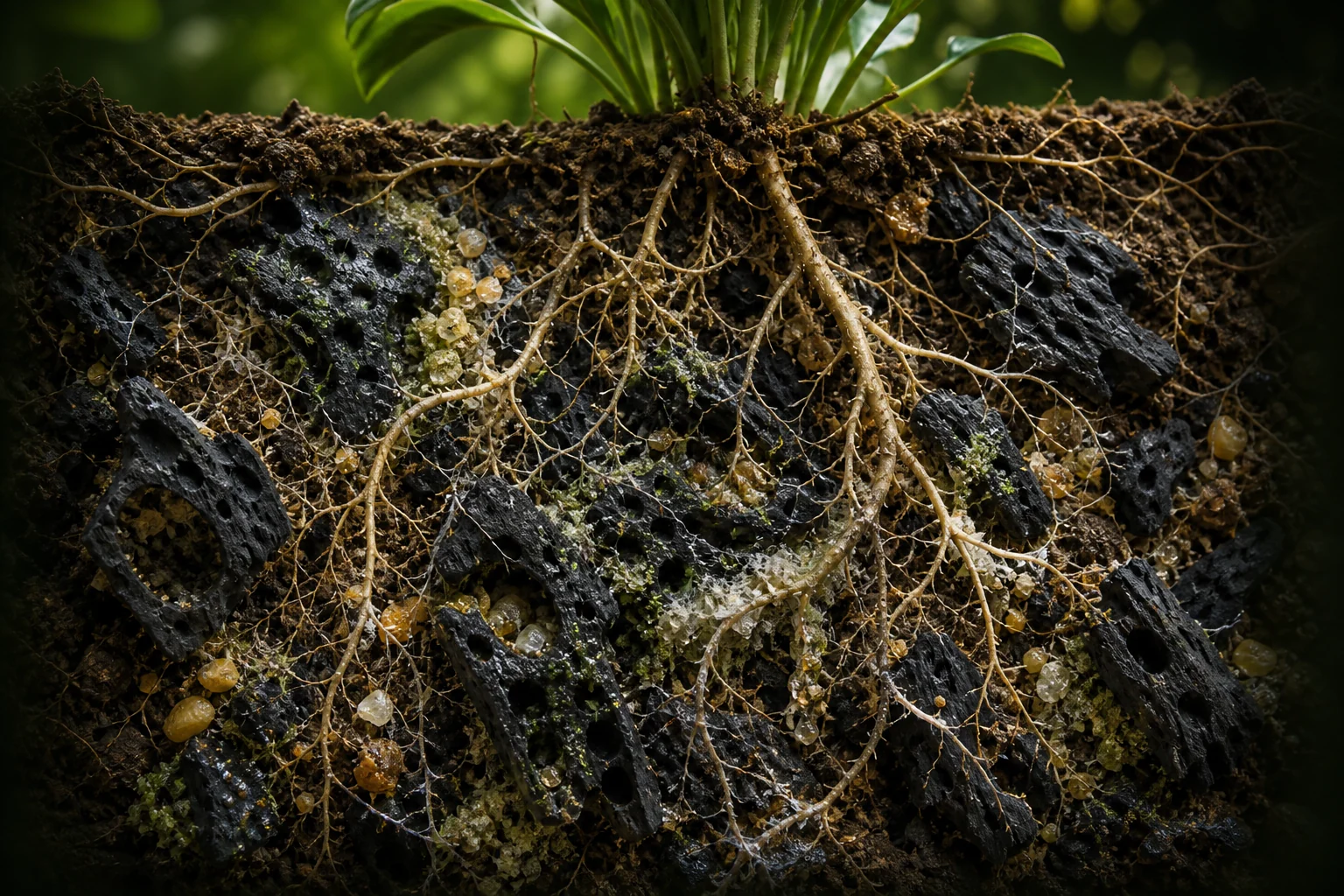 Biochar, beneficial biology and mineral nutrition around crop roots